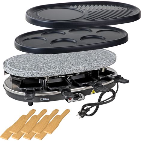 Raclette Grill Tessin 3in1 Garen Crepes Maker Heißer Stein Für 8 Personen 1500W (1/5)
