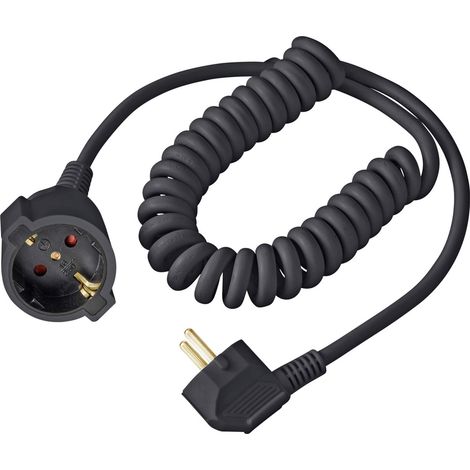 Sygonix SY-7279266 Strom Verlängerungskabel 16 A Schwarz 2.50 m H05VV-F 3G 1,5 mm² Spiralkabel (1/3)