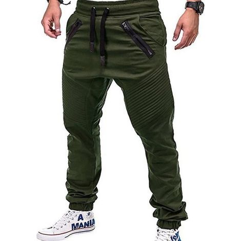 Pantalon de jogging cargo homme taille élastique cordon vert L (1/2)