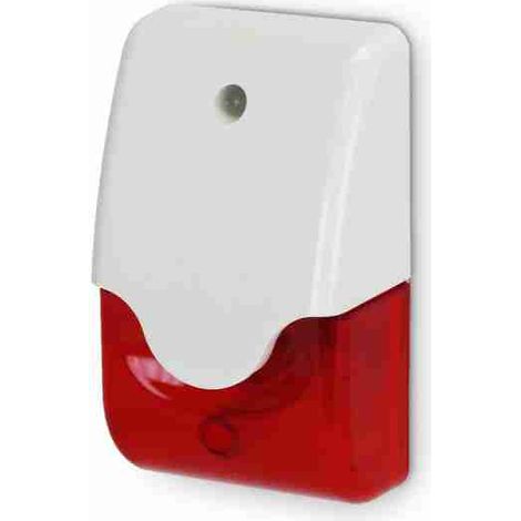 Sirena piezo 12V in contenitore plastico con alta illuminazione a LED