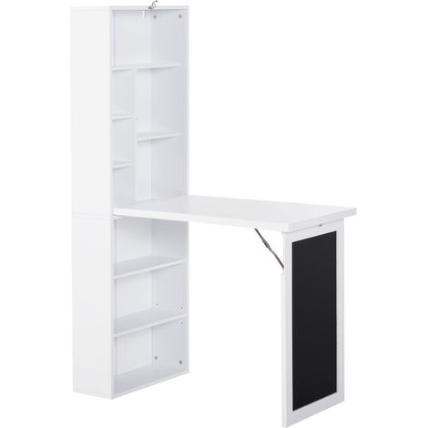 Scrivania da Ufficio Pieghevole con Libreria 98x51x153 cm  Bianca (1/5)
