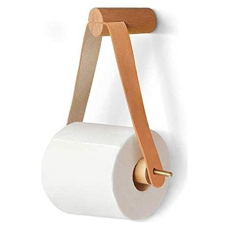 Wooden Wall Mounted Toilet Paper Holder Toilet Paper Holder Wooden Roll Holder 18cm 20cm Toilet Paper Holder Bathroom, Kitchen, Dorm, Hotel (Brown) (1/5)