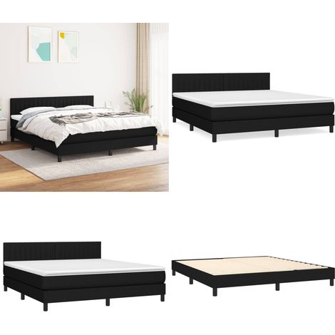 Boxspringbett mit Matratze Schwarz 180x200 cm Stoff - Boxspringbett - Doppelbett - Schlafsystem - Bettenrahmen - Matratze - Home & Living (1/5)