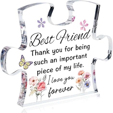 Cadeau pour meilleure amie, Plaque acrylique en forme de puzzle, Cadeau d'anniversaire pour amie, Cadeau pour meilleure amie, Cadeau d'anniversaire pour meilleure amie, Cadeau d'amitié pour femmes et (1/5)