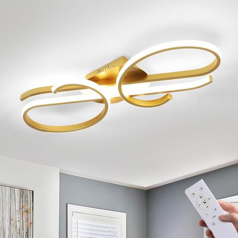 COMELY Plafonnier LED Dimmable, Luminaire Plafonnier Doré Moderne avec Télécommande, 3000K-6500K, 29W Créative Lampe de Plafond LED pour Salon, Chambre, Salle à Manger, Porche (1/5)