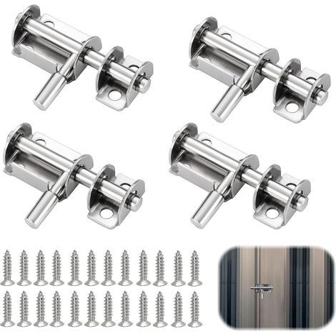 4 pièces Fermeture Porte,Verrou Porte Interieure Loquet Exterieur Portail De Coulissante Pontet de Garage Portillon Crochet Exterieure Door Lock targette Fenetre Verrous Chambre Bois Placard Verrou (1/5)