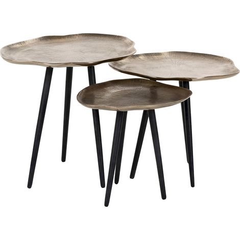 Tables gigognes Volenta lot de 3 - Or champagne sur piètement noir (1/5)
