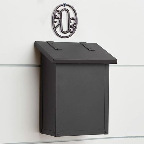 JSSEVN-Letrero moderno de hierro fundido para exteriores con números de casa, número de puerta de estilo retro, número de dirección para cafetería o bar (Número 0). (1/3)