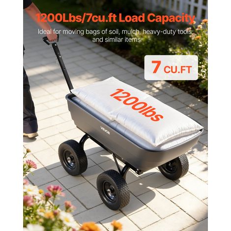 Chariot de Jardin Basculant Max. 544 kg Chariot à Benne Basculante PP pour Transport Bois Plantes Terre, 4 Roues Increvables, Poign… (1/5)