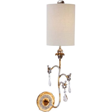 Lampada da parete lampada acciaio lino paralume oro H 68,6 cm lampada da corridoio 1 fiamma