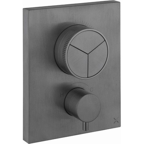 Crosswater Crossbox Mitigeur douche - thermostatique - 3 voies - Push - Slate (gunmetal)