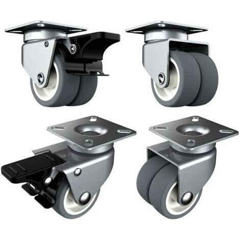 Roulette Charge Lourde de 50mm Roulettes pour Meubles avec Frein de Sécurité pour Charges Lourdes Capacité Totale de 400KG (2 avec Frein et 2 sans) (1/4)