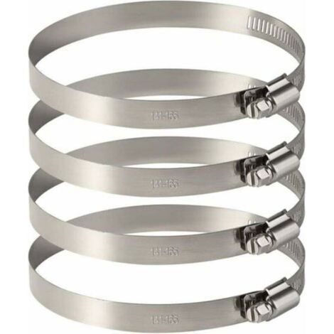Colliers de serrage tuyau Fixation tuyau 4pcs inoxydable, 141-165mm Plombiers, bricoleurs (1/4)