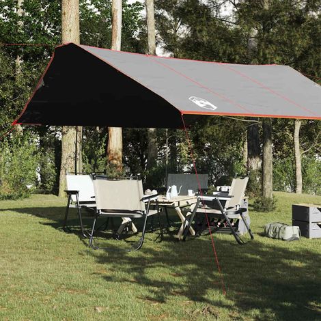 Telo da campeggio vidaXL, grigio e arancione, 420x440 cm, impermeabile