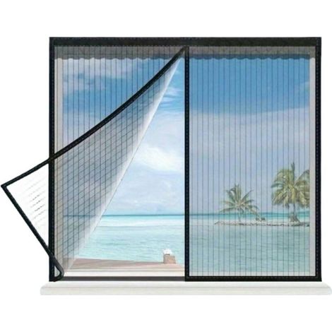 Magnetic mosquito net, 110 x 130 cm mesh curtain, easy to install, suitable for windows in air-conditioned rooms/kitchens, black. (1/5)