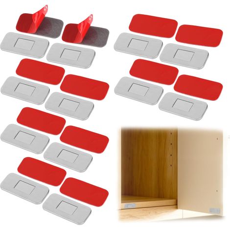 12er-Pack magnetische Schranktürverschlüsse – ultradünn, Edelstahl, bohrfrei, doppelseitig – für Kleiderschränke (1/4)