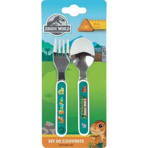 Jurassic World Ensemble Couverts Inox (Fourchette, Cuillère)