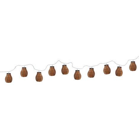 Lichterkette mit 10 Laternen aus Rattan