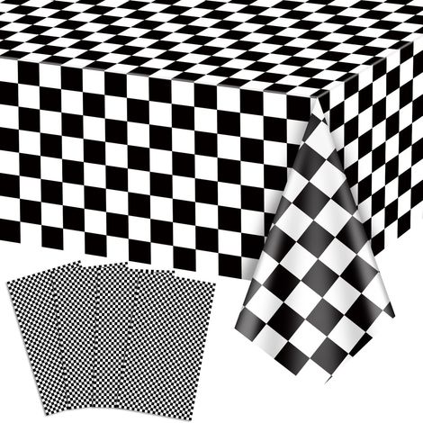 4 Pièces Nappes pour Voitures De Course, Nappe De Table Noire Et Blanche avec Drapeau À Damier, Décoration De Table pour Anniversaire De Voiture De Course, 130 X 220 Cm (1/5)