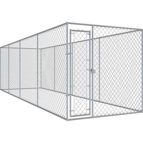 Vidaxl – Chenil d'extérieur pour chiens 760x192x185 cm – Acier galvanisé robuste – Système de verrouillage à loquet – Ventilation optimale