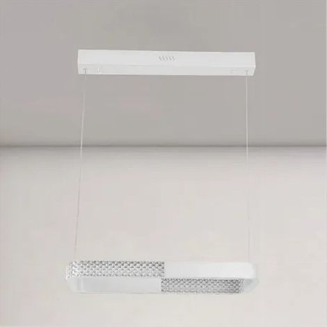 TrAdE Shop Traesio - Lampadario A Sospensione Led 28w Rettangolare Bianco Cristallo Con Telecomando 32064 - (1/3)