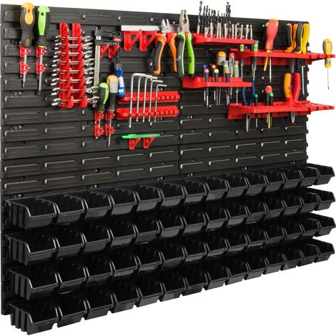 Panneau à outils d'atelier 115 x 78 cm + 56 plateaux (1/5)
