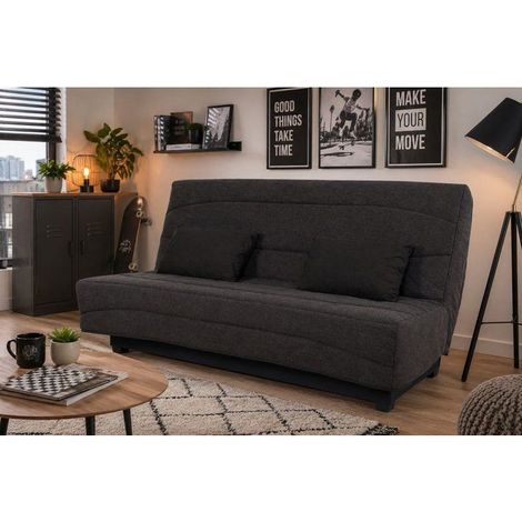 Canapé convertible click-clac SIMMONS NOVA 2/3 places tissu anthracite matelas Simmons 128 x 188 cm 13 cm (1/5)