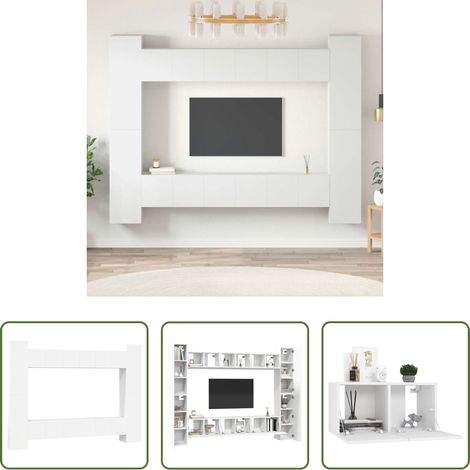 Fernsehschrank -  10-tlg. TV-Schrank-Set Weiß Holzwerkstoff (1/5)