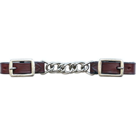 Marrone - Sous-baril en cuir avec chaîne à ardillon