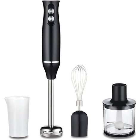 Stabmixer, Milchshake-Mixer, Fleischwolf und Ofen in einem Haushalts-Handentsafter