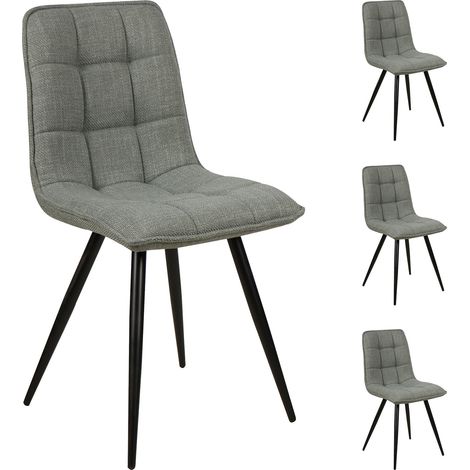 Lot de 4 chaises repas en tissu vert et noir - ALIZO (1/5)