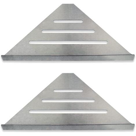 Organiseur de douche d'angle pour salle de bain  Lot de 2 en acier inoxydable, design d'angle moderne haut de gamme  Organisateur de douche mural et facile à installer  Support étagère (1/5)