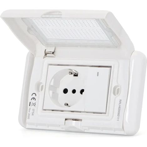 placca stagna coperchio idrobox 3 posti presa scuko e interruttore