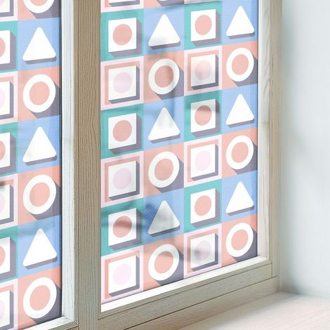 Film pour Vitre Intimité 100x116 Vitrail Collés sur le Verre Protection pour Chambre Cuisine Salle de Bain Adhésif Décoratif Motifs géométriques (1/5)