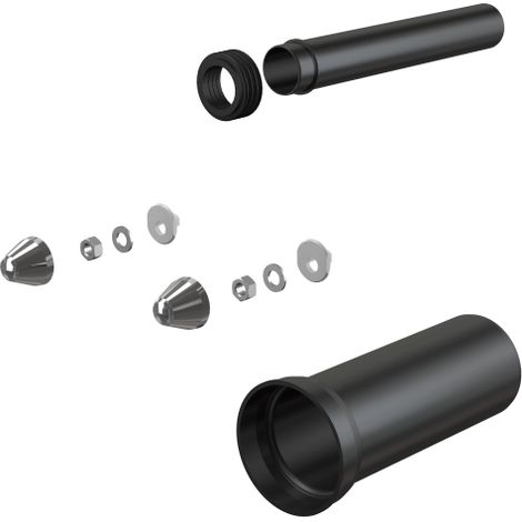 Kit di raccordo per WC sospeso, DN 110, lunghezza 300 mm, PE, cromato (1/2)