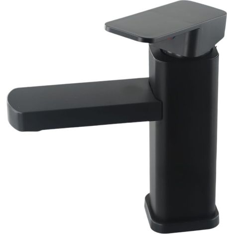 Robinet d'eau chaude et froide pour salle de bain - convient aux salles de bain, lavabos, éviers, etc. - avec tuyau d'arrivée d'eau, 1 pièce, noir (1/5)