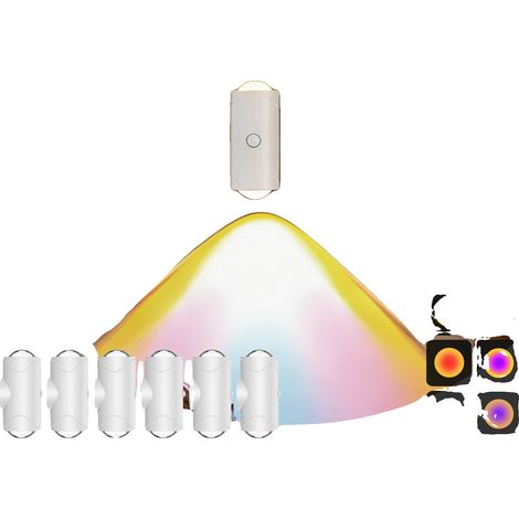Aplique de pared LED con cambio de color y sensor de movimiento, color blanco, 6 unidades. (1/2)