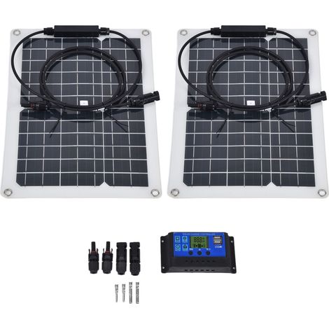 2 Panneaux Solaires 15W Silicium Monocristallin Module Photovoltaïque Régulateur 50A pour Bateau Voiture Yacht (1/5)