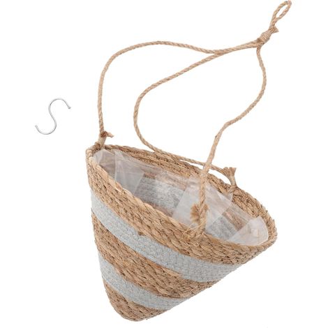 Cestino per piante intrecciato Novità Cestini sospesi per orchidee per piante da esterno Scolapiatti con coperchio Vaso da fiori sospeso Cestino appeso a parete per prato (1/5)