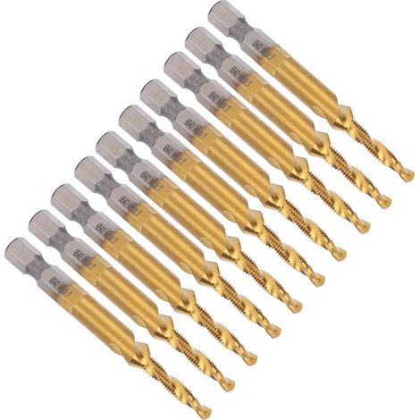 Kit de 10 tarauds M4 HSS en acier rapide, forets de 3,3 mm à queue hexagonale (1/5)