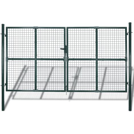 Portail de jardin à double vantail 300x150 cm en acier thermolaqué
