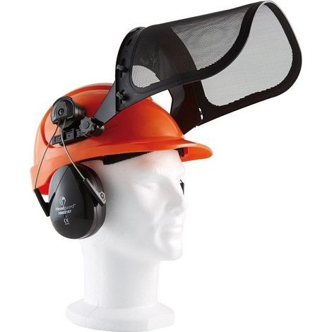 Singer Safety – Casque forestier ventilé en ABS – Norme CE Cat II – Visière grillagée inox – Coquilles antibruit SNR 23 dB – Taille unique – Orange clair - HGCF01 (1/5)