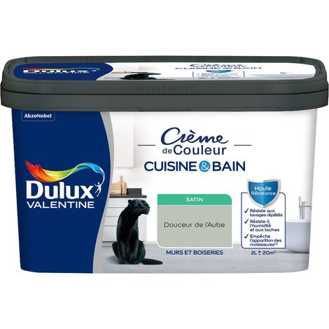 Dulux Valentine Peinture Intérieure Crème de Couleur Cuisine et Salle de bain - Satin Douceur de l'Aube 2 L