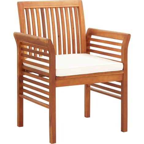 vidaXL Sillas de comedor jardín 2 uds con cojines madera maciza acacia (1/2)