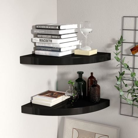 Étagères d'angle flottantes 2 pcs-Étagère murale-Étagère Suspendue noir 35x35x3,8 cm MDF 106003 (1/5)