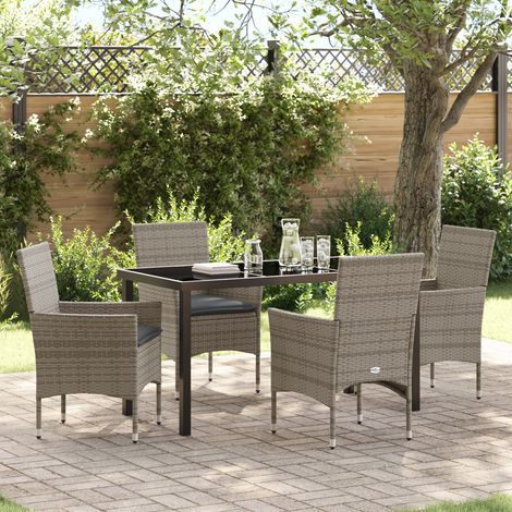 Garden Dining Set 5 pcs Grey Poly Rattan vidaXL (1/5)
