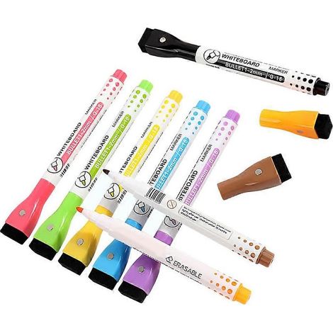 Set mit 8 Whiteboard-Markern mit magnetischem Radierer, farbigen Whiteboard-Markern (1/5)