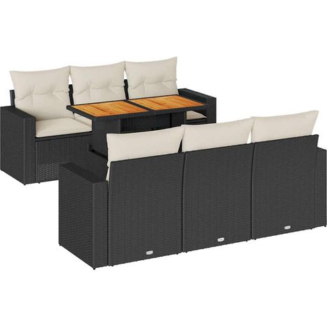 Set Divani da Giardino con Cuscini 7pz Nero Polyrattan vidaXL (1/5)