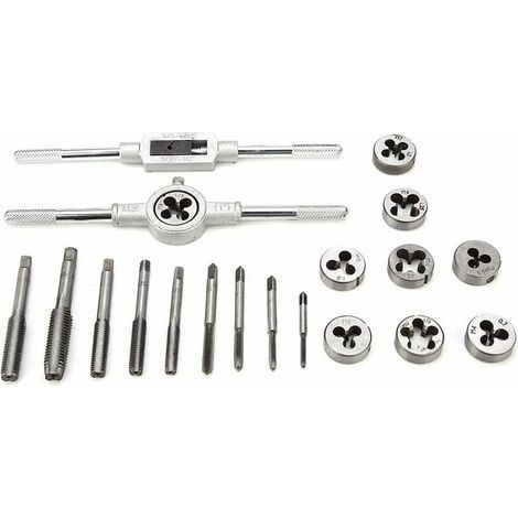 20 PCS Outil Pour Tarauder, tarauds et filières, Filetage Extracteurs de Vis, M3-M12 en Acier, avec Étui de Rangement (1/5)