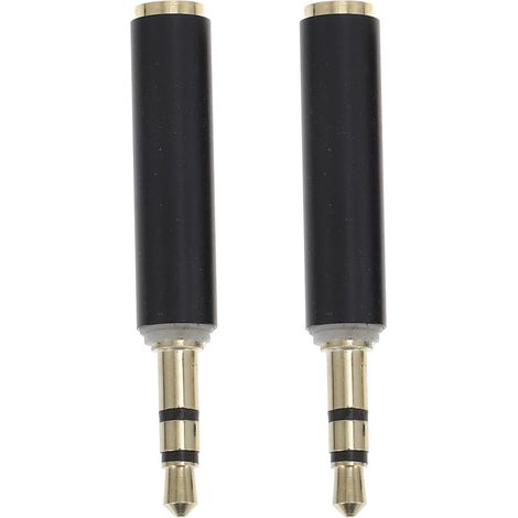 Adaptateur Micro 3,5 Mm 2 Pièces en Cuivre, Convertisseur eur Audio Jack Femelle vers Mâle, Structure Solide Portable, Compatible Caméra et Bureau, Couleur Noire (1/5)